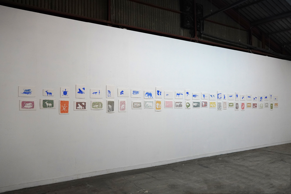 art contemporain, contemporary art, watercolor, aquarelle, animal, motifs, pattern, anatomie, anatomy, squelette, skeleton, bones, os, exposition au Japon, Osaka, Japan